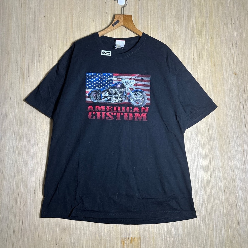Vintage American Custom Shirt Mens Extra Large Black Short Sleeve Graphic 90s